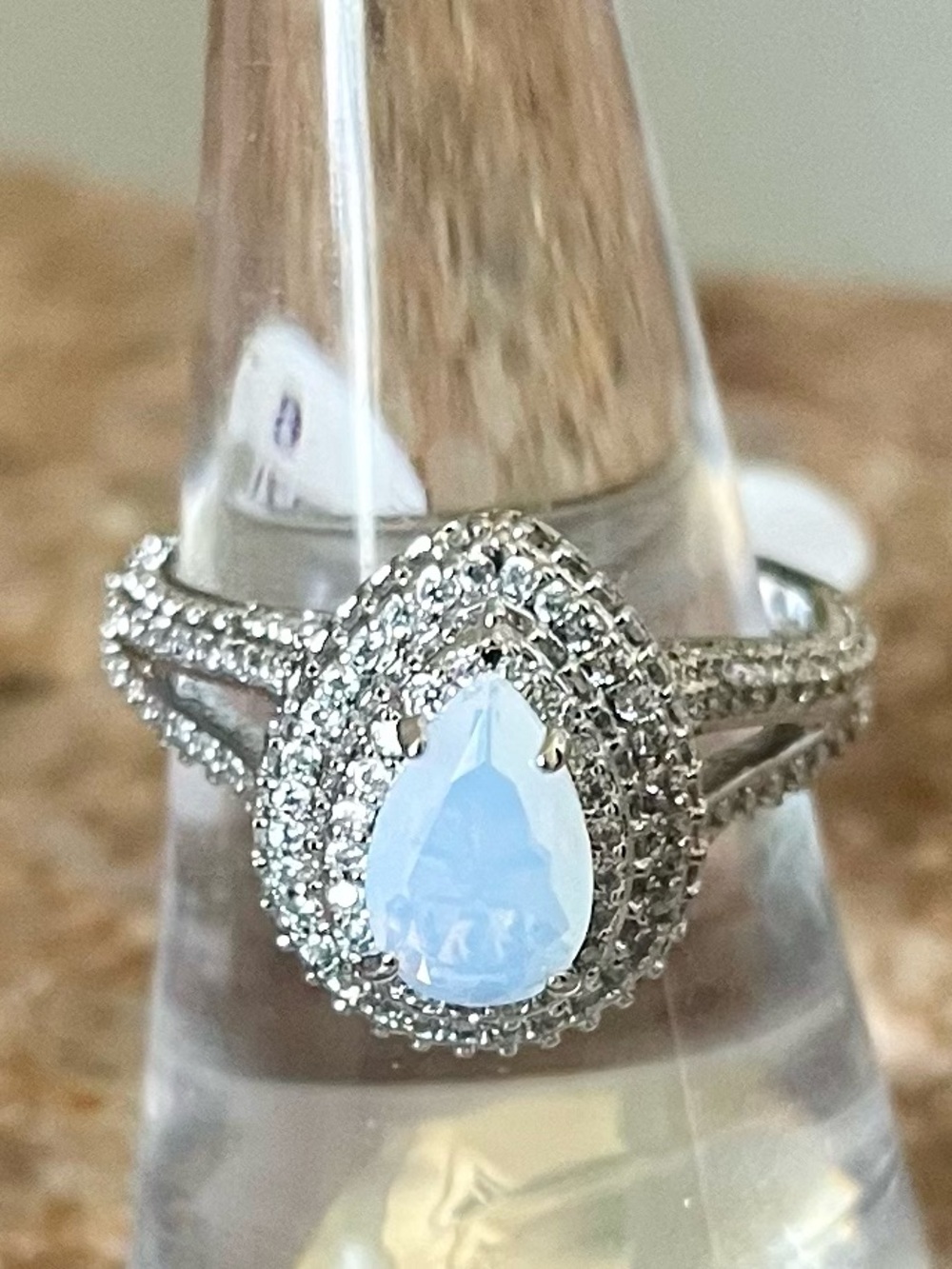 Bomb Party Retro RBP2426 Cruise Ship Moonstone on Rhodium Sz 9 Ring HTF